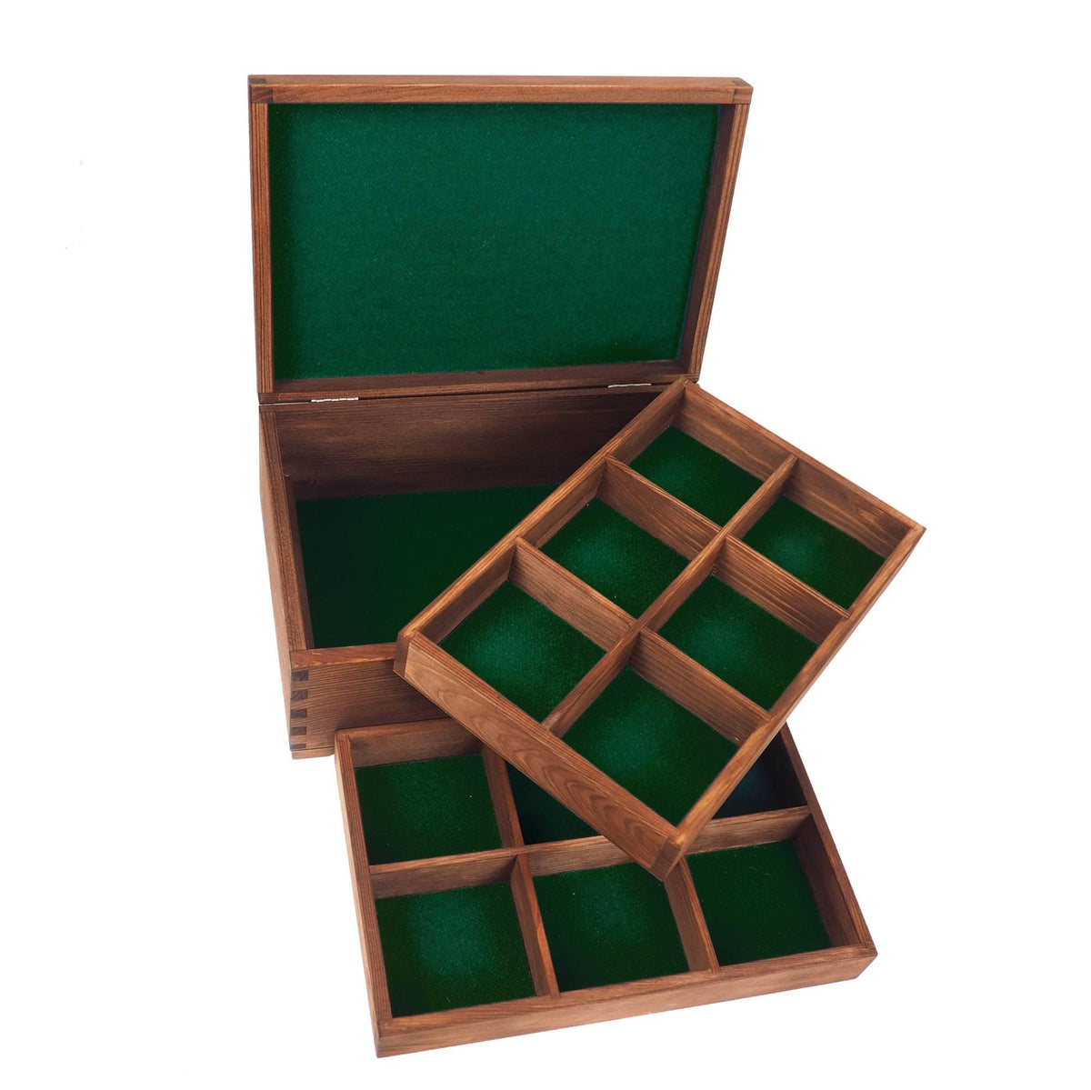 Handmade wooden  jewelry box, divided inside,2 trays x 6 compartments,  memory box,  gift box, wooden box, personalized, jewelry organizer,
