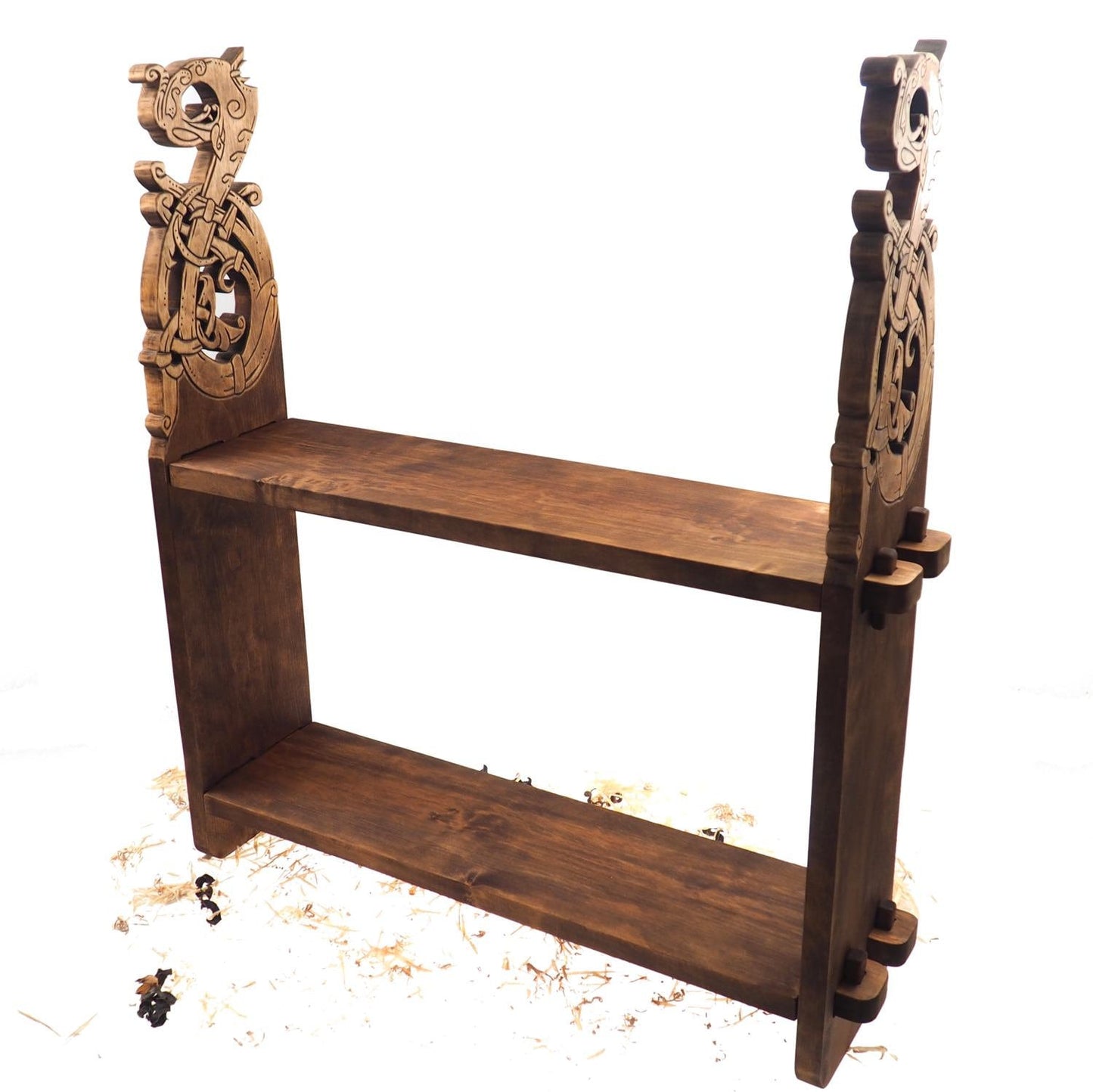 Viking personalized shelf, Wall shelf with Dragon head, hanging book shelf , norsk style, medieval decor, Larp and SCA,  display shelf,