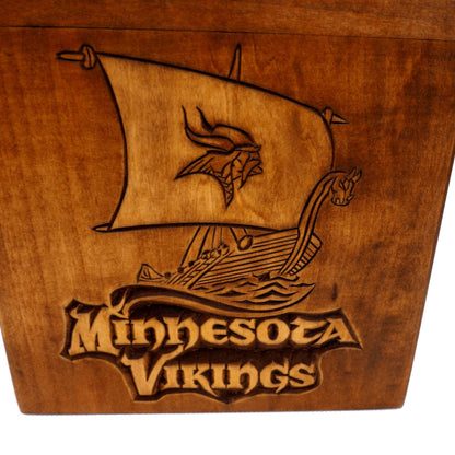 Square Personalized Wood Urn For Human Ashes, Sport fan urn, Wooden Memorial Box, Carved Keepsake Cremation Urns, Cremation Boxes For Burial