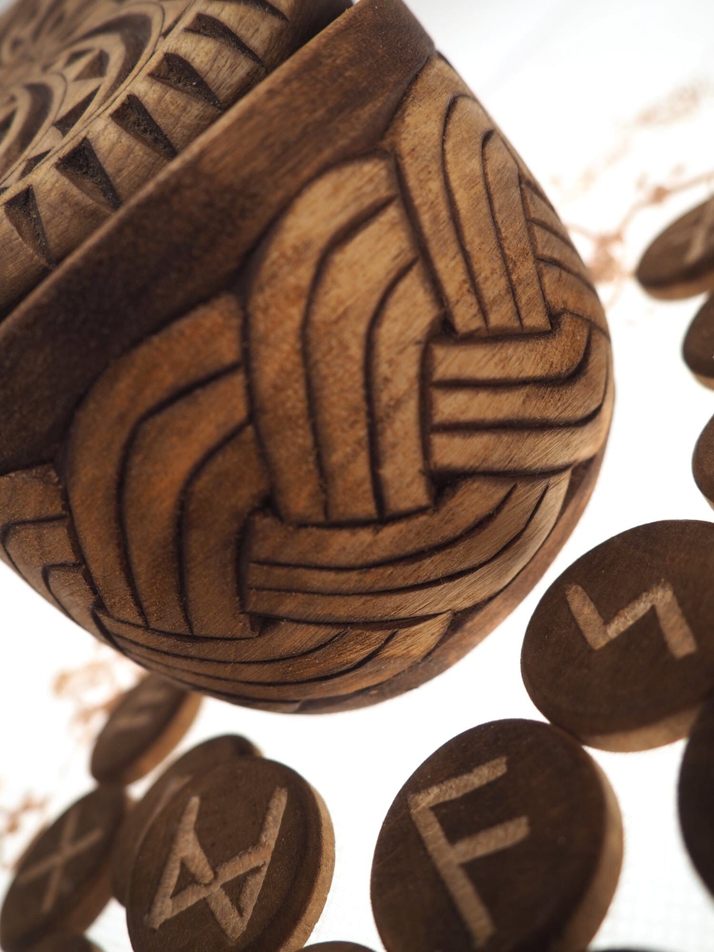 Viking Rune Set in hand carved Box with Solar protection Norse Runes Elder Futhark Runes Asatru Runes Divination Runes Runes box viking