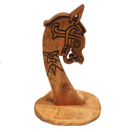 Wooden Hand Carved Viking Dragon Head Sculpture, Oseberg carving, viking decor, viking room decoration, viking art, norse