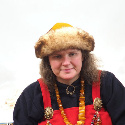 Viking wool hat, hand sewn, wool and sheep, larp, medieval, sca, unisex hat, Woolen headdress viking fur Mongol Slavic Viking clothing