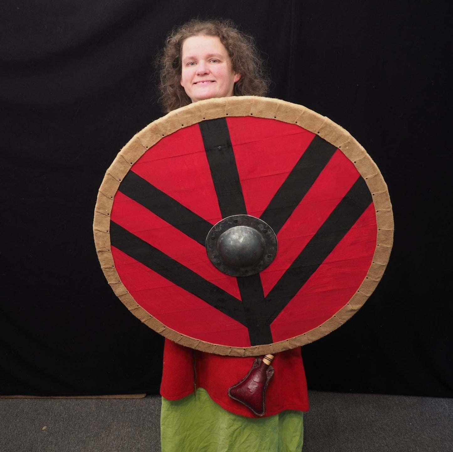 Viking Shield Lagertha Pattern in red, Norsman shield, Wall decor, Larp and reenactment, SCA ready