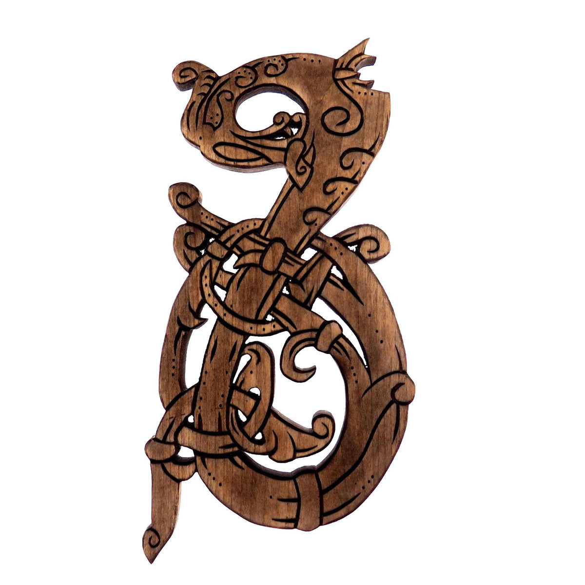 Wooden Hand Carved Dragon,  Ringerike Style, personalized, Dragon wall carving, viking wall decor, viking room decoration, viking art, norse