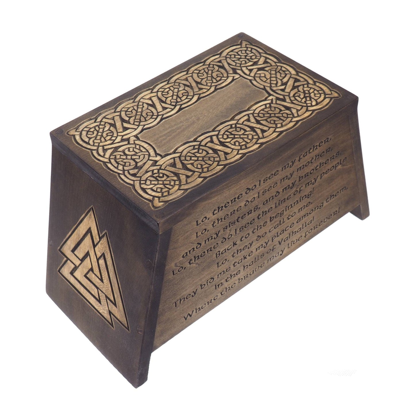 Ebony Viking Personalized Wood Urn with Viking prayer, Wooden Memorial Box Carved , Keepsake, Cremation, Cremation Boxes For Burial,  pagan