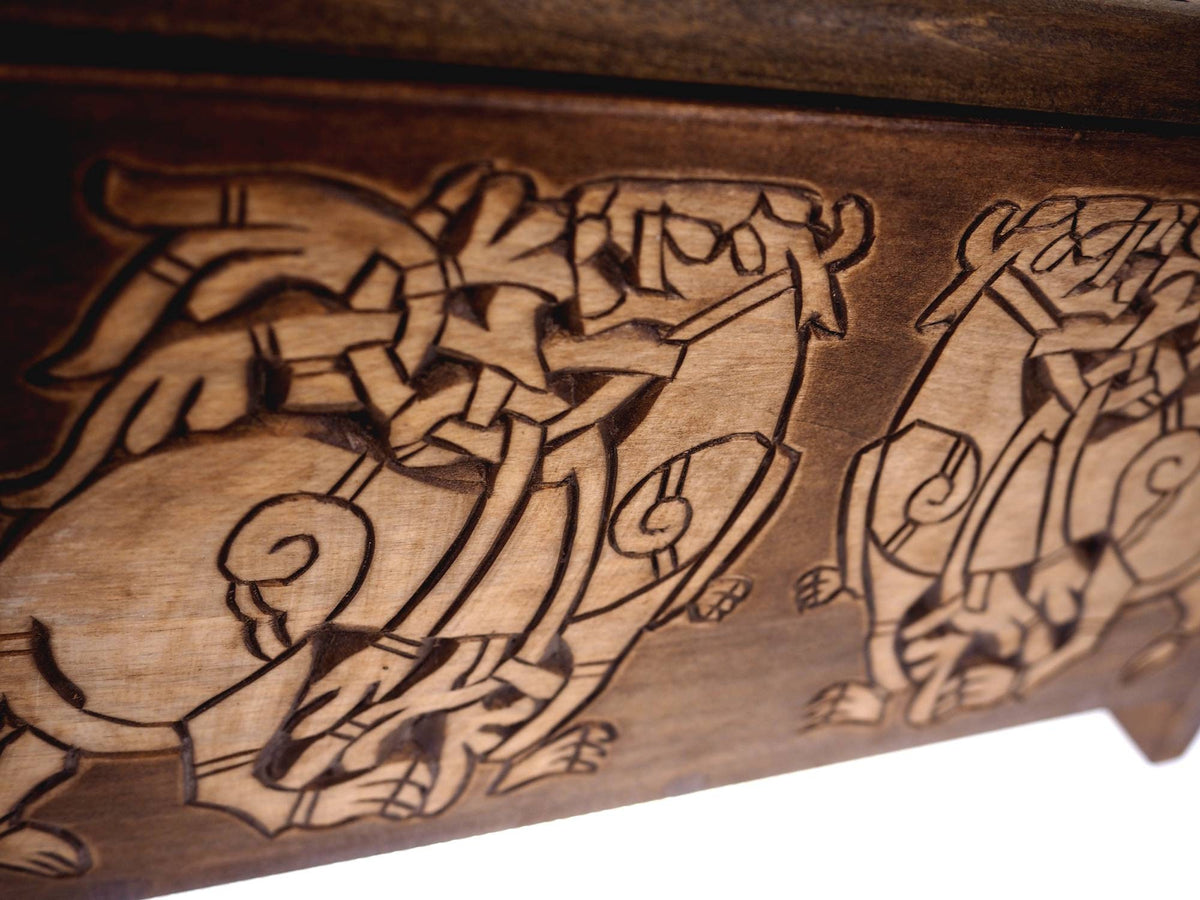 Small Personalized Viking Chest, hand carved, Norse pattern box, perfect wedding gift, SCA and Larp, treasure chest