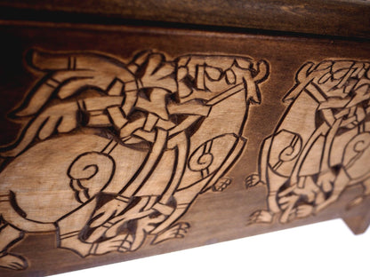 Small Personalized Viking Chest, hand carved, Norse pattern box, perfect wedding gift, SCA and Larp, treasure chest