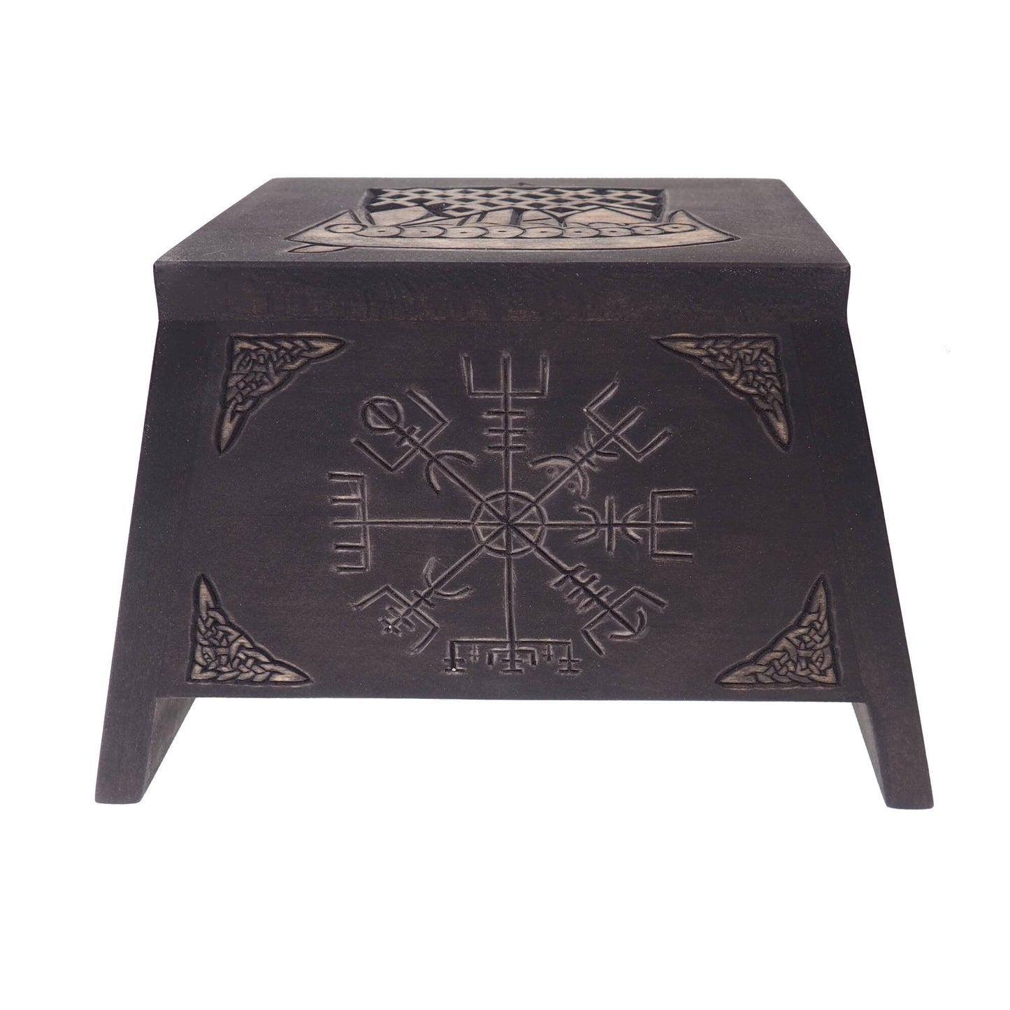 Small urn Runic Compass Wooden For Human Ashes, Wooden Memorial Box, Hand Carved, Keepsake Urns, Cremation Boxes, viking, Celtic pagan