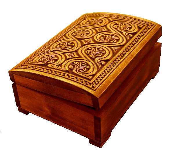 Novograd wooden hand carved jewelry box, keepsake box, jewelry storage