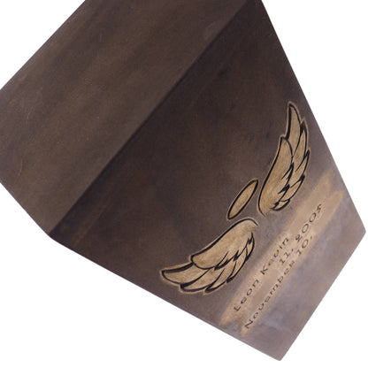 Angel Personalized Wood Urn, Children Urn,For Human Ashes, Wooden Memorial Box, Carved Keepsake Cremation Urns, Cremation Box For Burial,