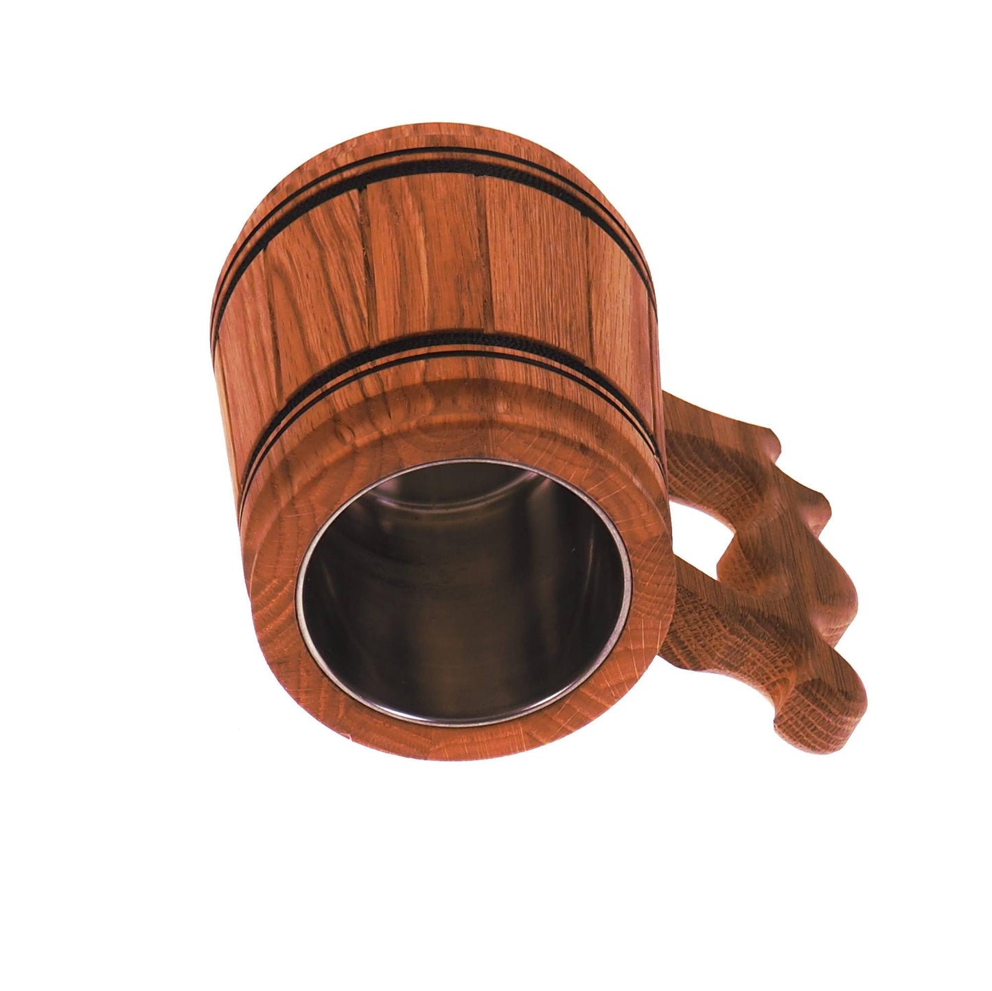Oak Wooden Beer Mug 0,3 liter  11 oz, steel inside wooden cup, wooden drinking mug, historical mug, rustic mug, medieval replica