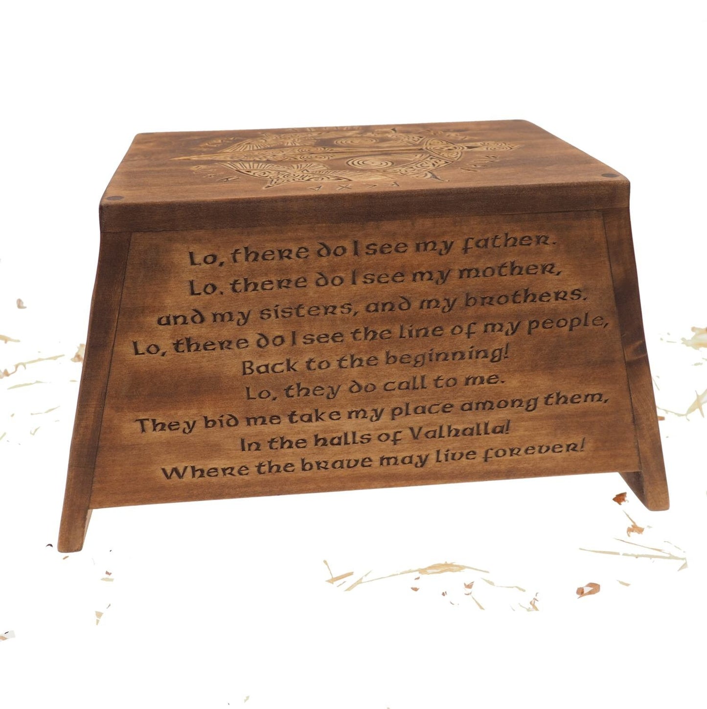 Viking Personalized Wood Urn For Human Ashes, Wooden Memorial Box Carved , Keepsake Cremation Urns, Cremation Boxes For Burial, Viking pagan