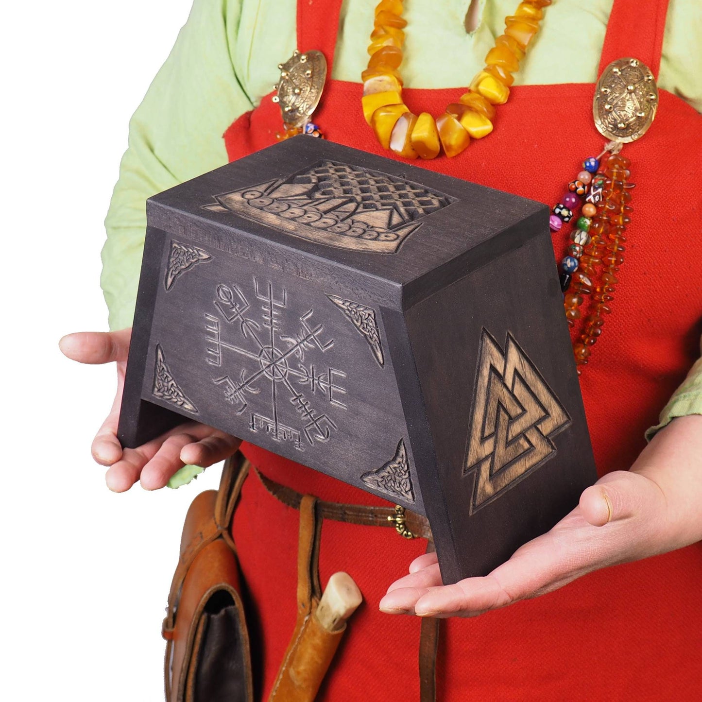 Small urn Runic Compass Wooden For Human Ashes, Wooden Memorial Box, Hand Carved, Keepsake Urns, Cremation Boxes, viking, Celtic pagan