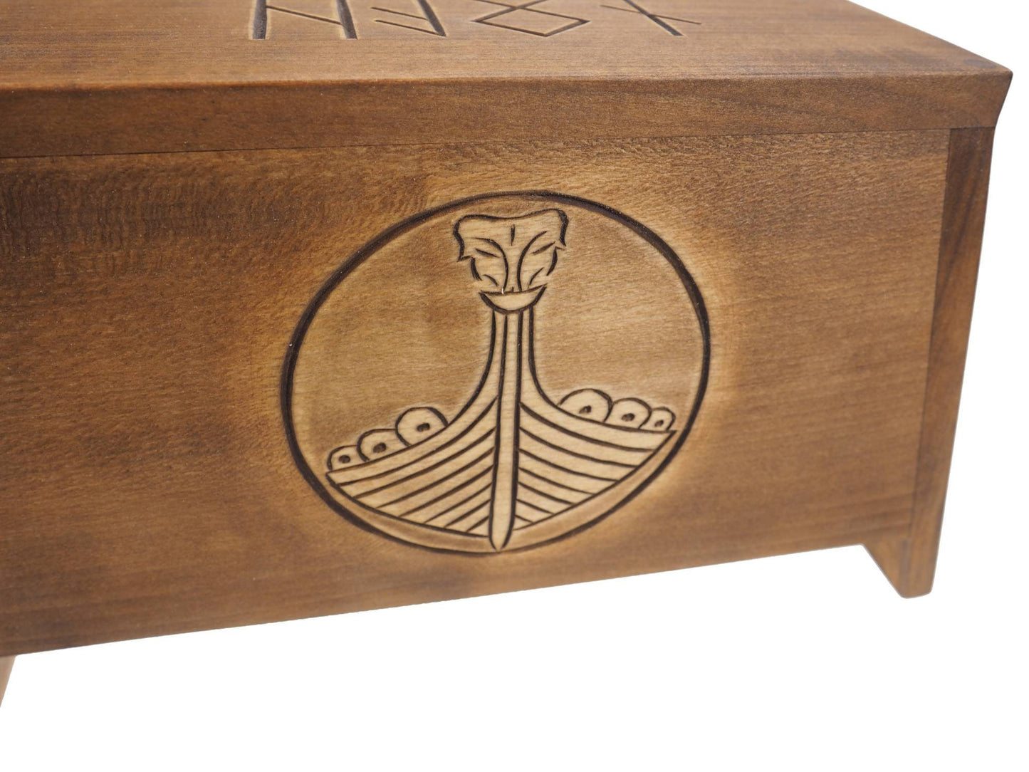 Viking ship Wooden Urn For Human Ashes, Wooden Memorial Box, Hand Carved, Keepsake Cremation Urns, Cremation Boxes For Burial, Viking pagan