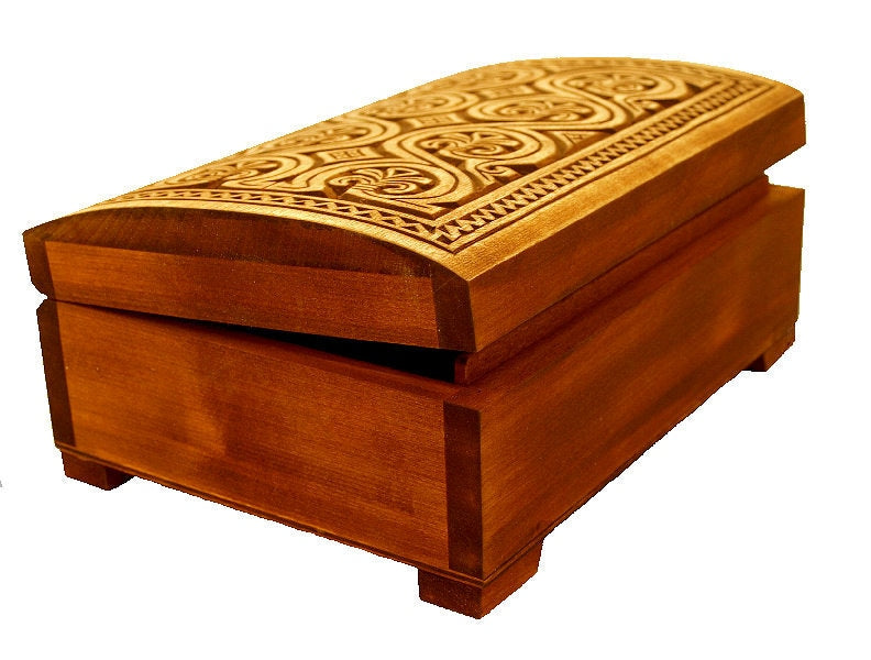 Novograd wooden hand carved jewelry box, keepsake box, jewelry storage
