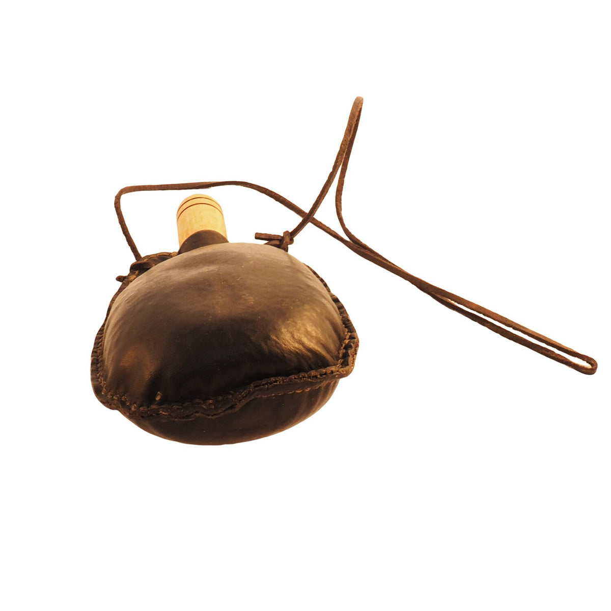 Medium hand crafted authentic medieval wine black skin with wooden stopper leather flask bladder ALL NATURAL Witcher Netflix Geralt