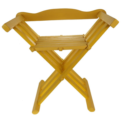 Personalized color (yellow) Wooden medieval viking folding chair with back support, Historical furniture, SCA, LARP, camping gear