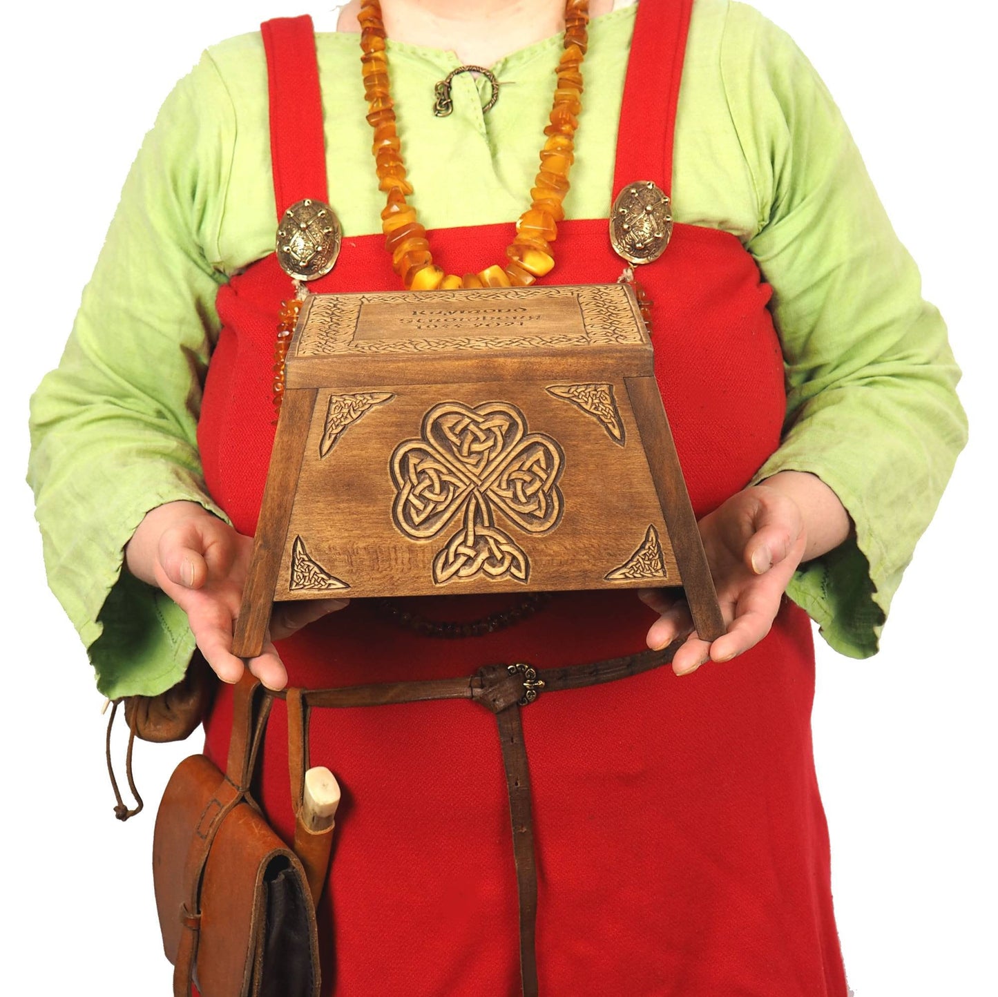 Small urn Shamrock Wooden For Human Ashes, Wooden Memorial Box, Hand Carved, Keepsake Urns, Cremation Boxes For Burial, Celtic pagan