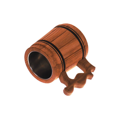 Oak Wooden Beer Mug 0,3 liter  11 oz, steel inside wooden cup, wooden drinking mug, historical mug, rustic mug, medieval replica