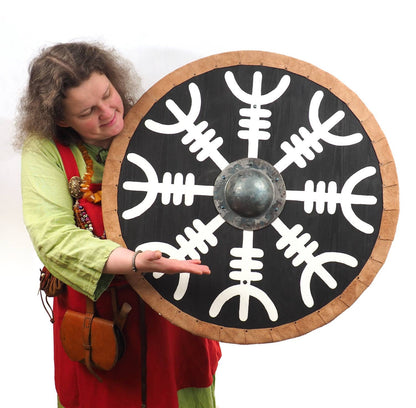 Aegishjalmur Viking Shield Pattern, Norsman shield, Wall decor, Larp and reenactment, SCA ready, black shield