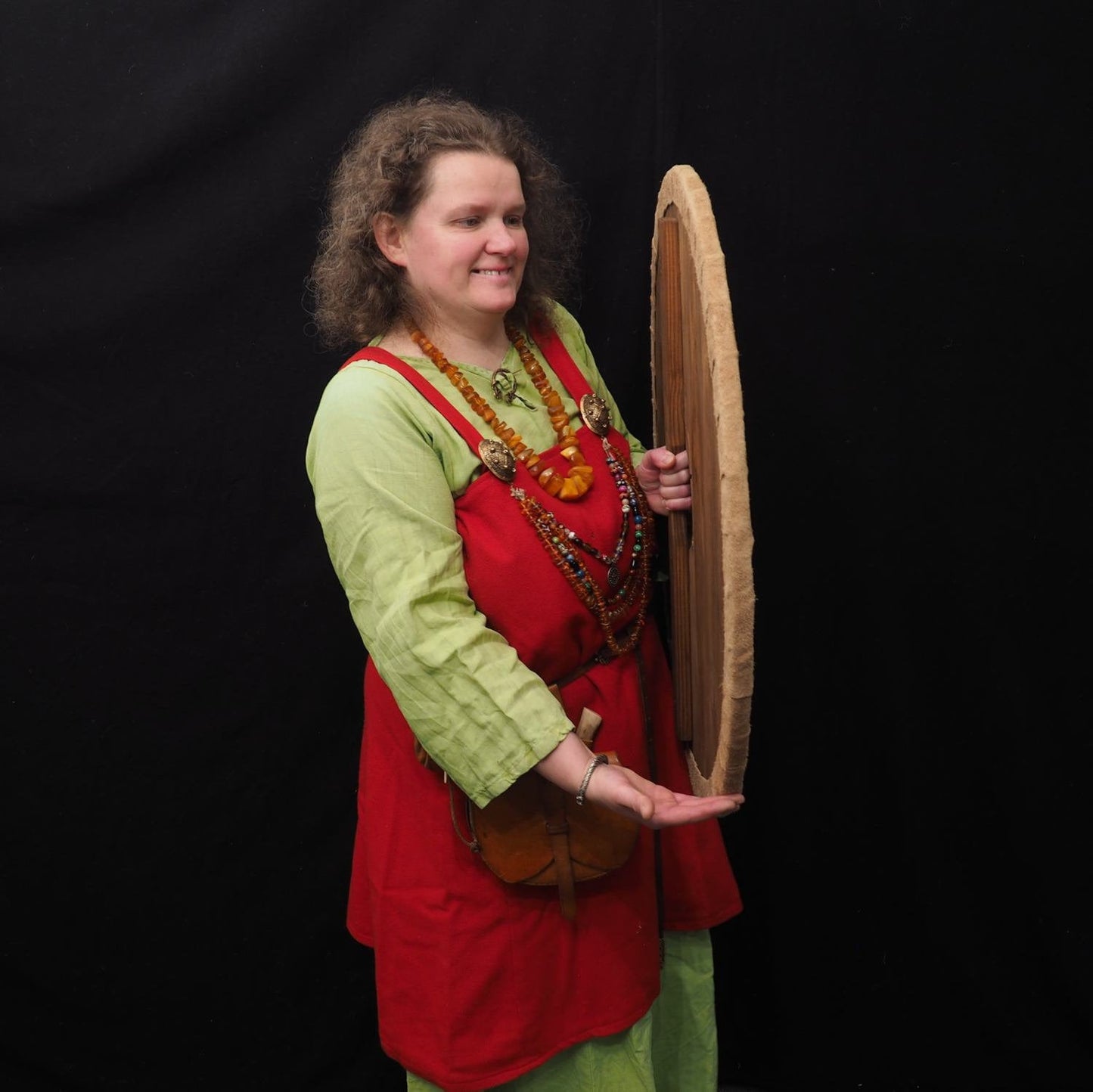 Viking Shield Lagertha Pattern in red, Norsman shield, Wall decor, Larp and reenactment, SCA ready