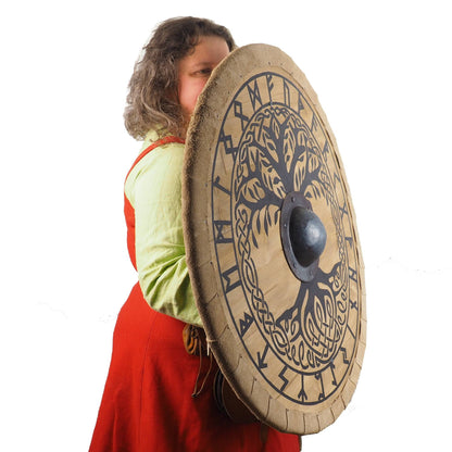 Personalized Big Tree of Life Viking Shield Pattern, Norsman shield, Wall decor, Larp and reenactment, SCA ready, black shield