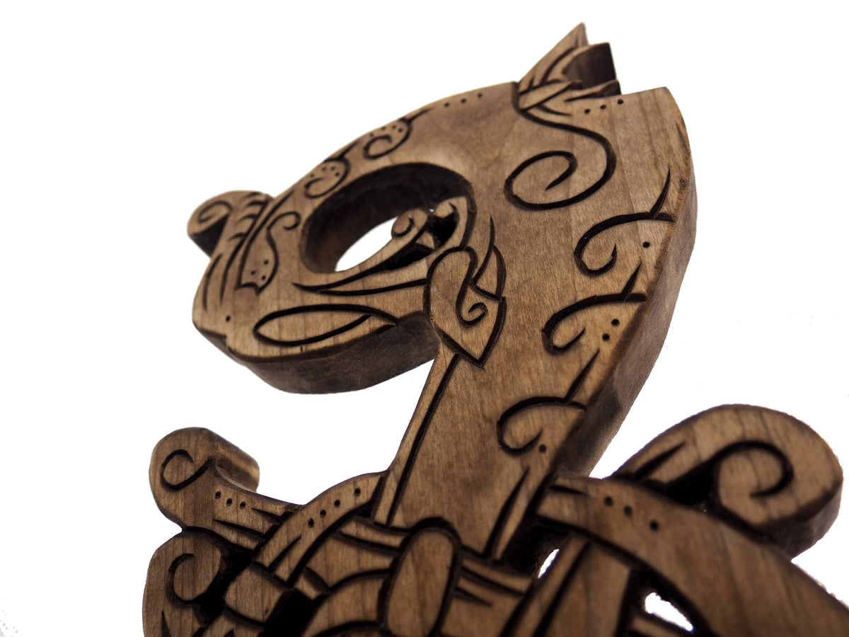 Wooden Hand Carved Dragon,  Ringerike Style, personalized, Dragon wall carving, viking wall decor, viking room decoration, viking art, norse