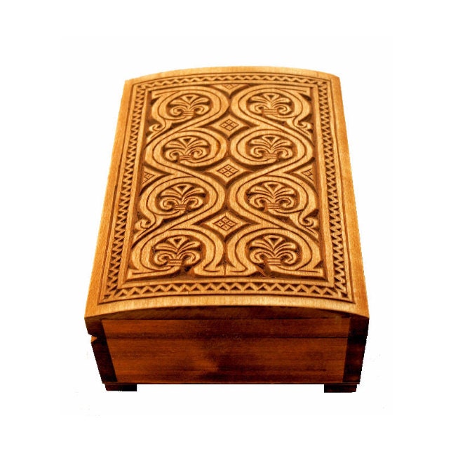 Novograd wooden hand carved jewelry box, keepsake box, jewelry storage
