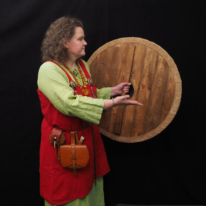 Viking Shield Lagertha Pattern in red, Norsman shield, Wall decor, Larp and reenactment, SCA ready