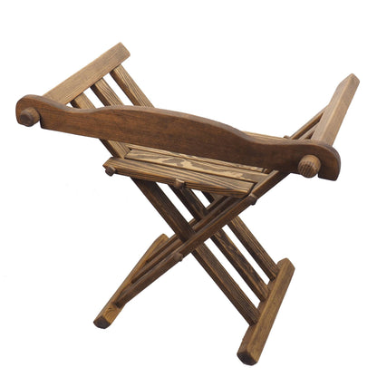 Old dark oak color Wooden medieval viking folding chair with back support, Personalized color