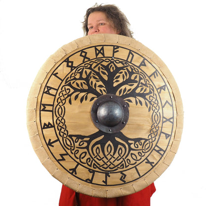 Personalized Big Tree of Life Viking Shield Pattern, Norsman shield, Wall decor, Larp and reenactment, SCA ready, black shield
