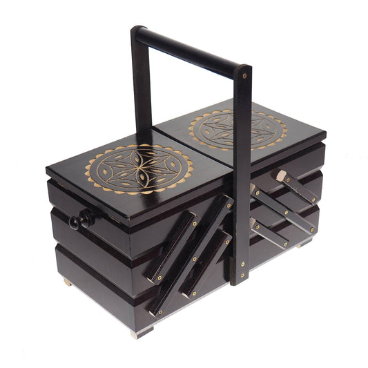 Wooden sewing box, thread box, organizer for small items, foldable thread organizer, box for accessories, accordion box, SCA, reenactment