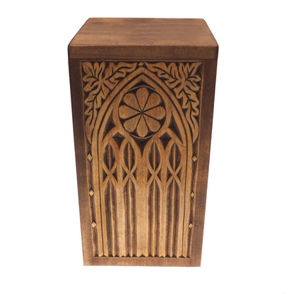 Personalized Wood Urn For Human Ashes, Wooden Memorial Box, Carved Keepsake Cremation Urns, Cremation Boxes For Burial Medieval Gothic style