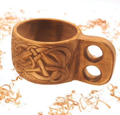 Viking Kuksa, Intricately carved, Viking style, wooden mug. kuksa Lisbjerg (Denmark), best man gift, SCA, Larp, medieval replica, historical