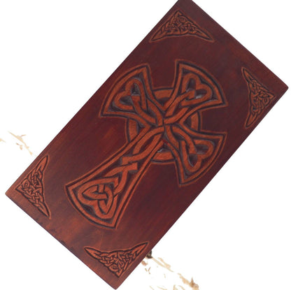 Personalized Wood Urn For Human Ashes, Celtic cross and plait motive, Wooden Memorial Box, Carved Keepsake Cremation Urns, Boxes For Burial