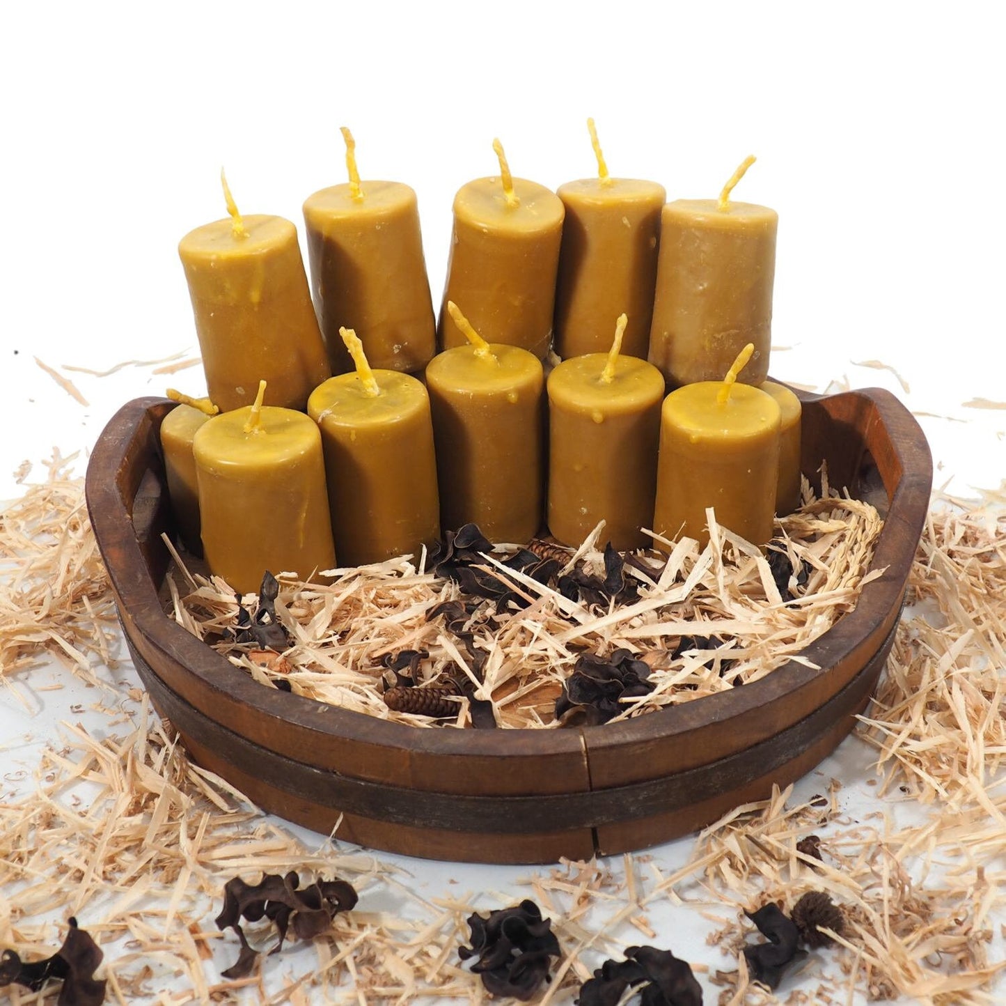 Pure Beeswax Candle, 3 and 1/2" high Unscented Beeswax Pillar Candle, Hand Made, Natural Eco Friendly for for Meditation, Prayer or Altar