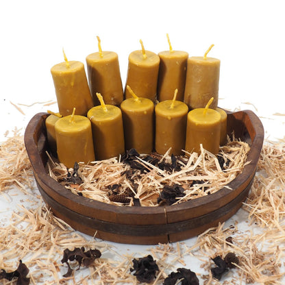 Pure Beeswax Candle, 3 and 1/2" high Unscented Beeswax Pillar Candle, Hand Made, Natural Eco Friendly for for Meditation, Prayer or Altar