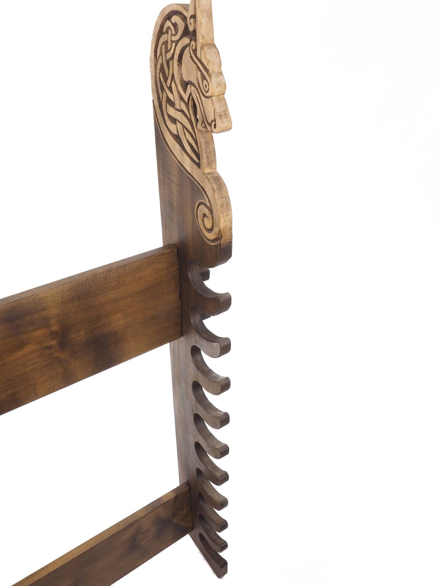 Viking personalized Wall Stand for Weapons, weapon rack with wolf head, hanging weapon holder , norsk style, medieval decor, Larp and SCA,