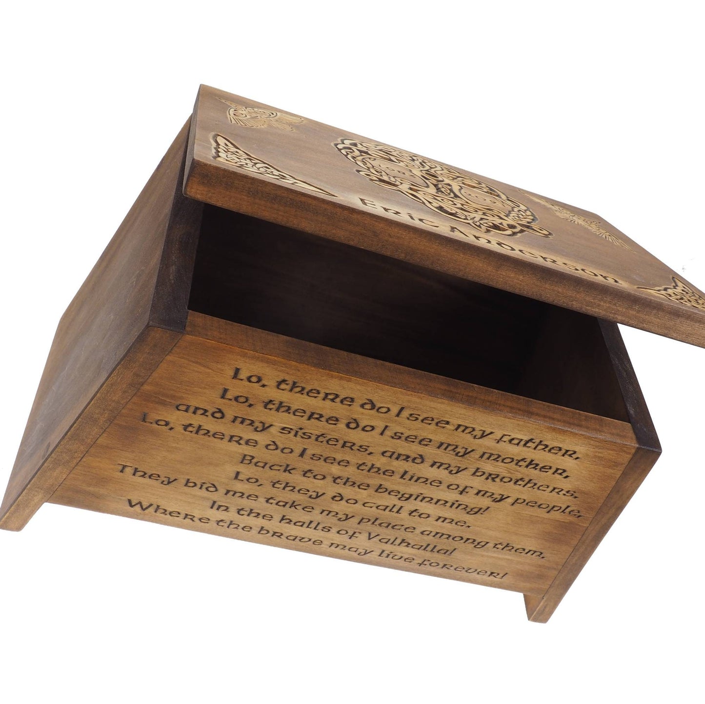 Viking Personalized Wood Memorial Box with Yggdrasil, Wooden  Carved , Keepsake  Urns, Cremation Boxes For Burial, Viking pagan