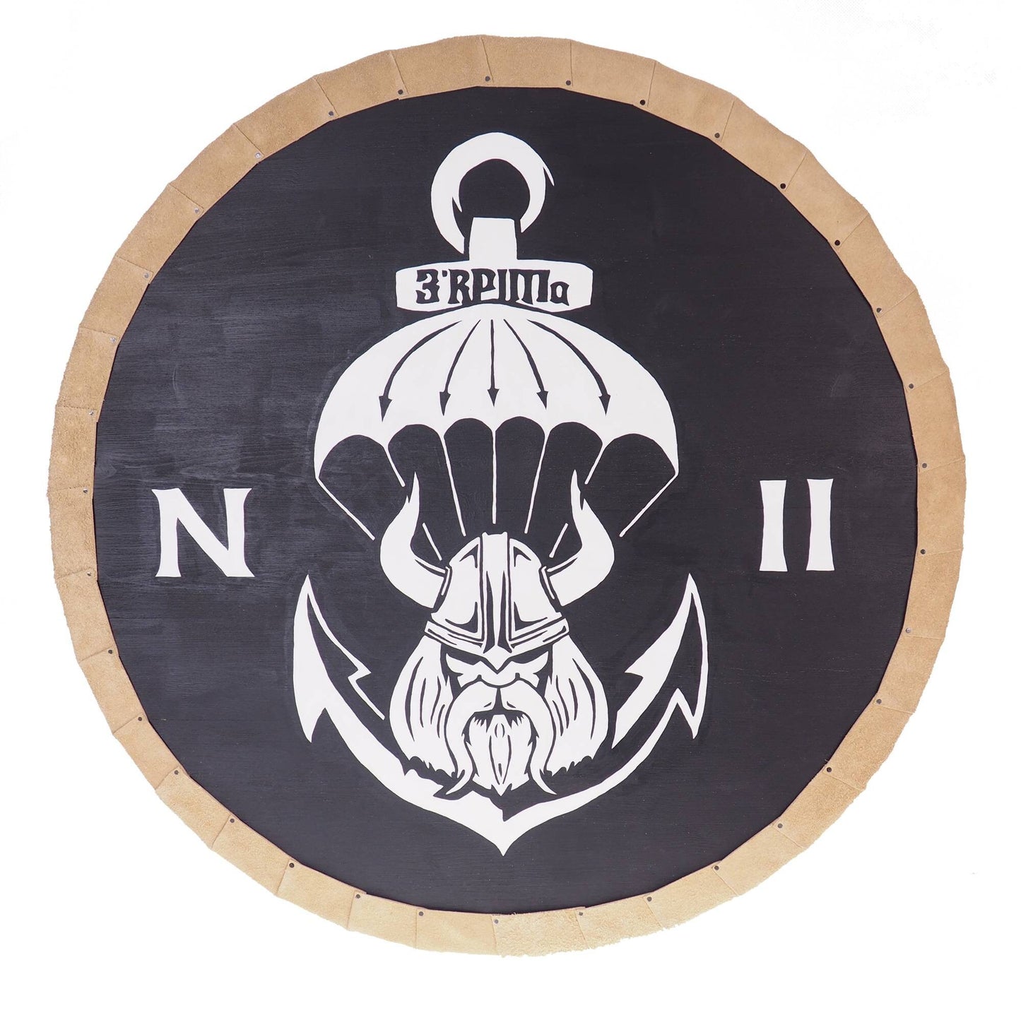 Personalized Military Viking Shield Pattern, 30 inch, Norsman shield, Wall decor, Larp and reenactment, SCA ready, black shield