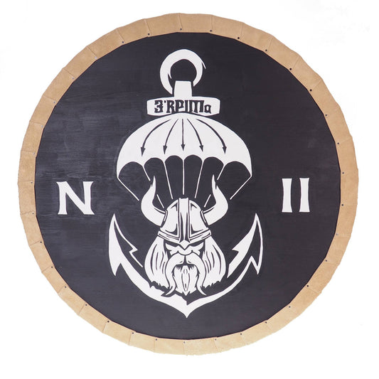 Personalized Military Viking Shield Pattern, 30 inch, Norsman shield, Wall decor, Larp and reenactment, SCA ready, black shield