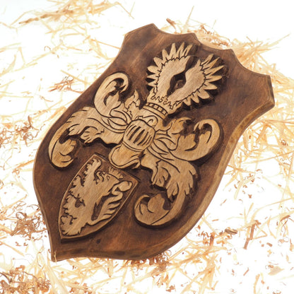 Personalized Family Crest, Hand Carved, Coat of Arms, Custom, Family Shield, Wooden Emblem, Wedding Wood Art, Heraldic, Woodcraft