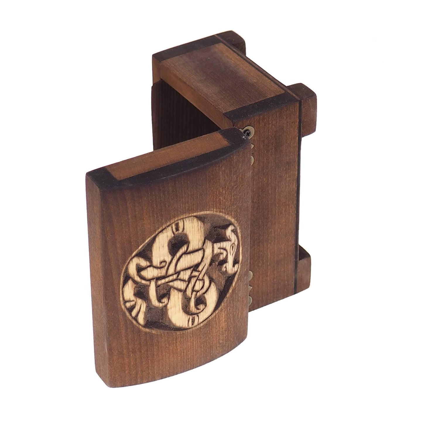 Wooden jewelry box, urnes dragon viking plait, hand carved, personalized, history pattern, gift box, custom jewelry box, wedding memory box,