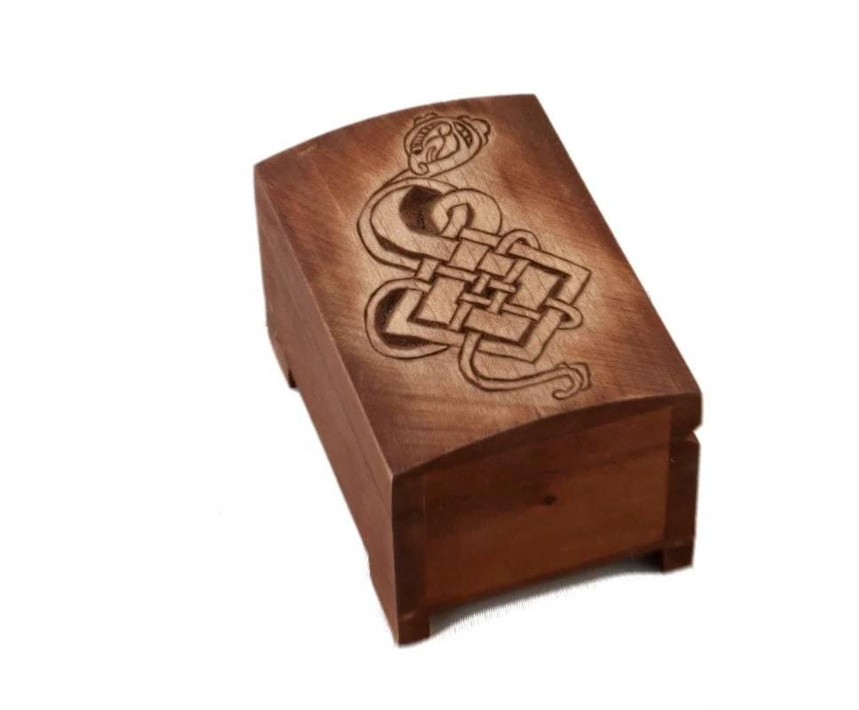 wooden historical box with hand carved lid