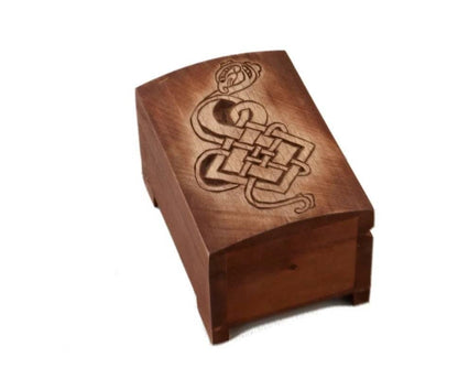 wooden historical box with hand carved lid