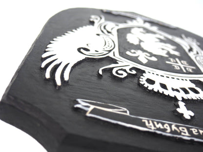 Carved and Painted Personalized Family Crest, Hand Carved, Coat of Arms, Custom, Family Shield, Wooden Emblem, Wedding Wood Art, Heraldic