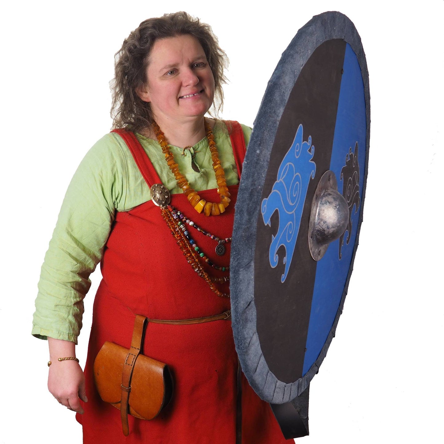Viking Shield Blue and Black Bear heads Pattern,Shield with strap,  Norsman shield, Wall decor, Larp and reenactment, SCA ready,