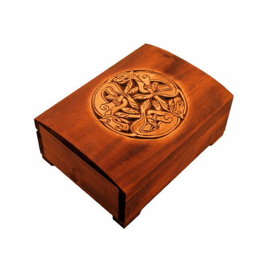 Wooden historical jewelry box with Celtic Ornament from Book of Kells