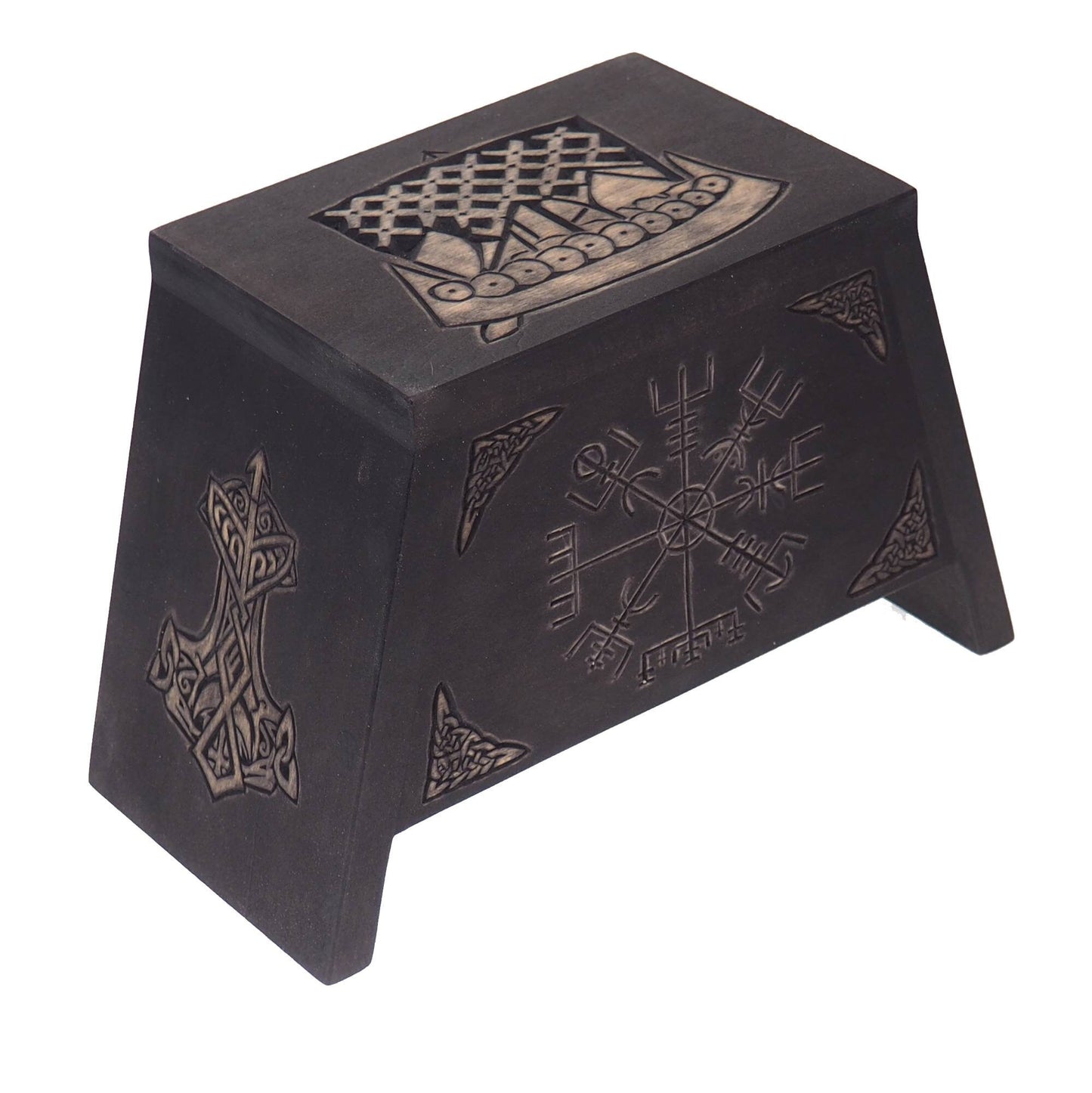 Small urn Runic Compass Wooden For Human Ashes, Wooden Memorial Box, Hand Carved, Keepsake Urns, Cremation Boxes, viking, Celtic pagan
