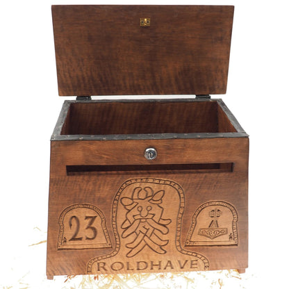 Big Personalised Viking MailBox,  Wooden Wall Mount,  CardBox with Key, Hanging Post Box with a slot, Housewarming Gift, Wedding Gift